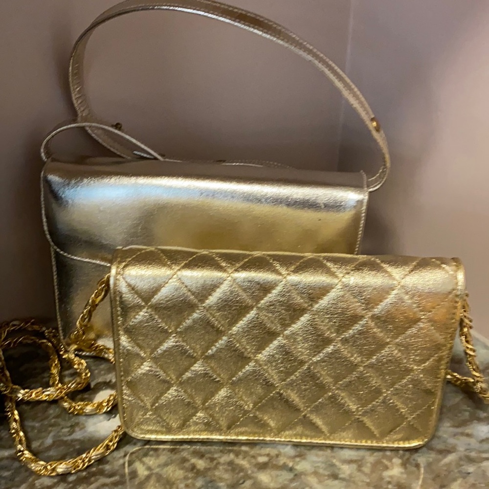 Gold evening bags